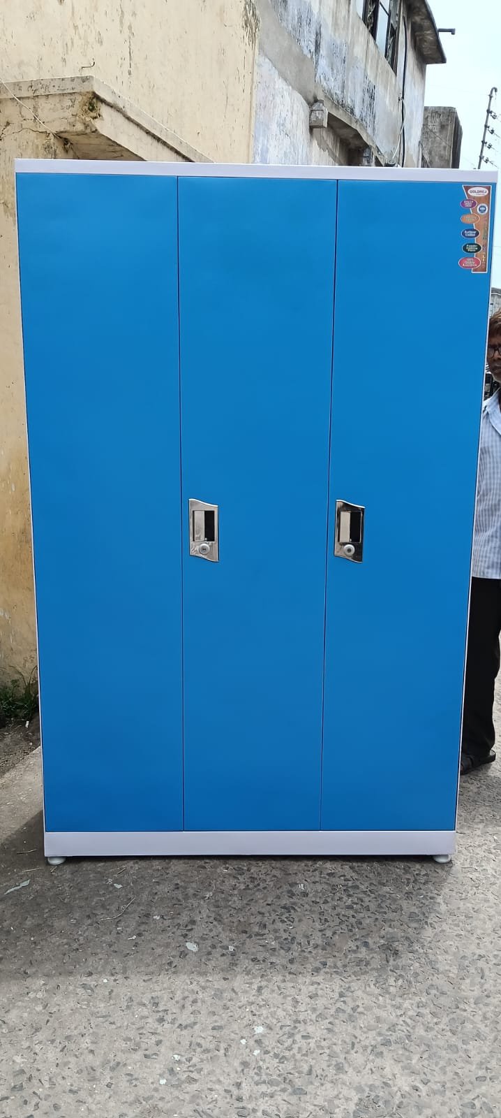 Blue powder coated almirah
